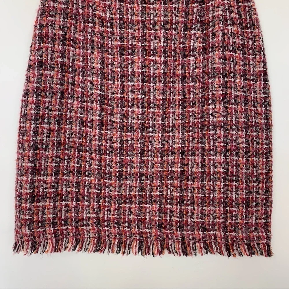 Talbots A-Line Wool Blend Pink Red Tweed Skirt Size 6 - Picture 7 of 9